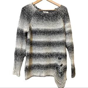 Eleven Paris Distressed Destroyed Tinter Sweater Gray Striped Size Medium